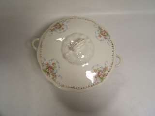 Edwin Knowles Vintage China Covered Bowl Floral Embosse  
