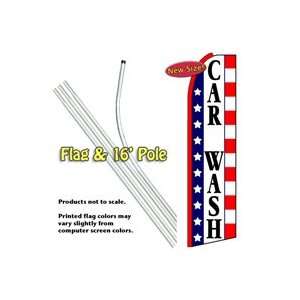 Car Wash (Stars & Stripes) Feather Banner Flag Kit (Flag & Pole)