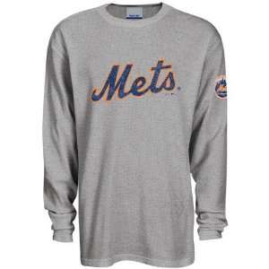  Reebok New York Mets Ash Club Faded Logo Long Sleeve 