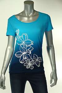 Jones New York Misses S Casual Shirt Top Blue Graphic T Flowers 