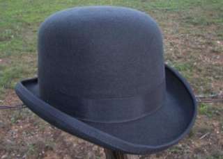NEW Scala Hats Charcoal Wool Felt Bowler Derby Satin Lined Tuxedo 