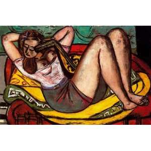   Max Beckmann   32 x 22 inches   Woman with Mandolin in Yellow and Re