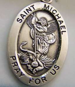Sterling Silver St Saint Michael Medal Necklace Italy  
