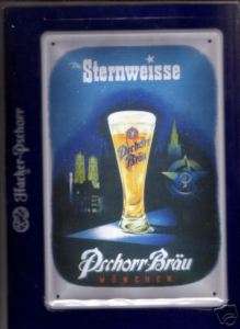 Hacker Pschorr Sternweisse german beer sign tin tacker  