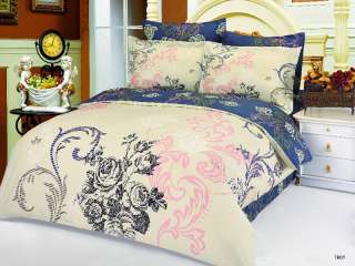 Floral Pink Troy Full Queen King Duvet Bed Bedding Set  