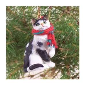  Black & White Tabby Cat Ornament