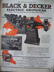1926 Antique Black & Decker Electric Grinder Tool Ad  