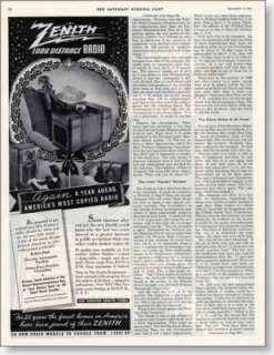 1937 Zenith long distance most copied radio vintage AD  