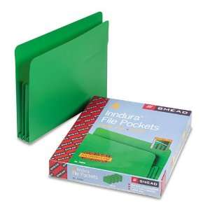  Drop Front File Pockets, Straight Tab, Poly, Ltr, Green, 4/Box 