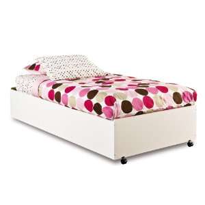  Logik Contemporary Twin Bed on Casters in Pure white 