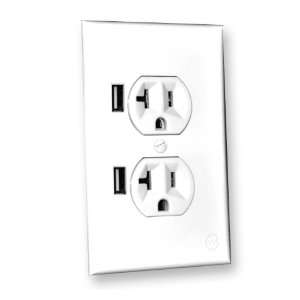    SW USB Outlet Duo In Wall Standard AC Outlet with 2 USB Ports, White