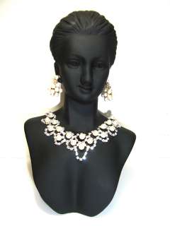 Mini Black Necklace & Earring Combo Jewelry Bust Display Stand 