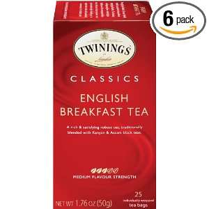 Twinings English Breakfast Black Tea, 25 Count (Pack of 6)  