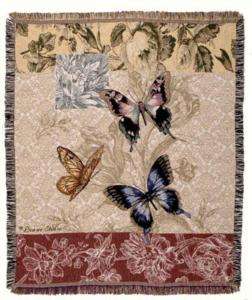50x60 BUTTERFLY Floral Tapestry Afghan Throw Blanket  