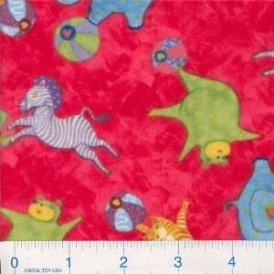  45 Wide Flannel Razzle Dazzle Animals Red Fabric By The 