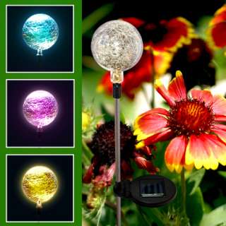 HQRP Solar Power Crackle Glass Ball Color Changing Garden Yard Decor 