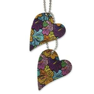  Stainless Steel Plumeria Color Heart Pendant 24in Necklace 