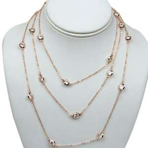  52 Rose Gold Color Cubic Zirconia CZ By The Yard Necklace 
