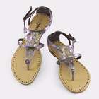 Blancho Bedding Silver Cutout Flats Sandals Womens Shoes US10