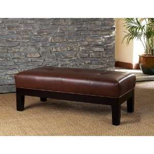 Coffee Table Leather Bench Ottoman Top Grain Leather Button Tufted By 