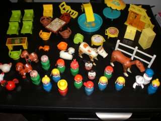 Fisher Price WOOD LITTLE PEOPLE Animals & Acc. LOT  