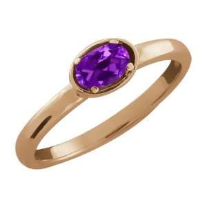  0.20 Ct Oval Purple Amethyst 14k Rose Gold Ring Jewelry