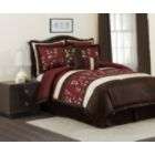 Lush Decor Cocoa Flower 8pc Queen Comforter Set Red
