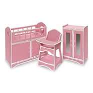 Badger Basket Folding Doll Furniture Set with Storage Crib, High Chair 