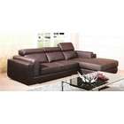   style Brown bonded leather sectional sofa with chaise and square arms