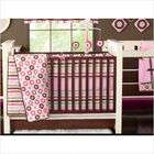 Bacati Mod Dots and Stripes Crib Set in White / Pink / Chocolate