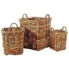 Eco Displayware Wicker Planter Baskets   Set of 3   Natural   30H x 