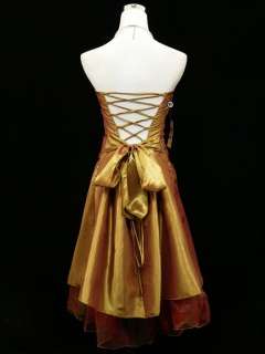 Cherlone Clearance Satin Golden Corset Evening Dress 6  