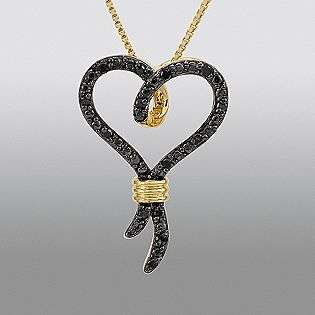 10 cttw Black Diamond Iconic Heart 14k Gold over Sterling Silver 