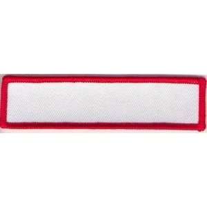  BLANK Patch 4x1 White Back Red Border Heat Sealed Back 