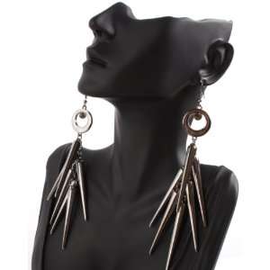  Black Lady Gaga Poparazzi Circle Earrings with Spikes Light Weight 