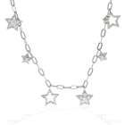 Bling Jewelry Sterling Silver CZ Pave Multi Star Charms Necklace