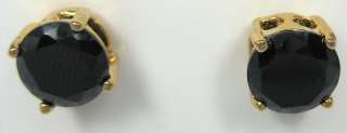 Gold Polished Black Stud Earrings 8mm BLING HIP HOP ICE  