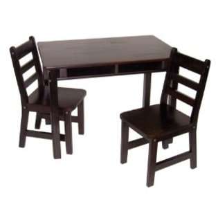   Rectangular Table With Shelves And Two Chairs   Espresso 