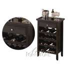 acme espresso finish wood bar cabinet with wine bottle storage