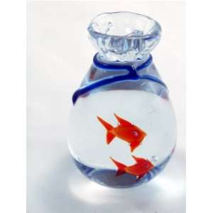  Murano Design Glass Fish in the Bag art Paperweight PW 164 