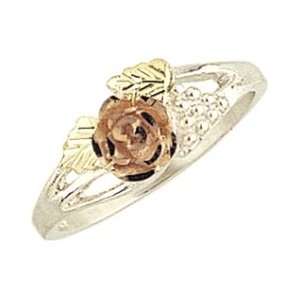   cut Black Hills Gold & Sterling Silver Rose Bud Womens Ring Jewelry