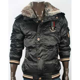 Modernlook Mens Fur Hoodie Padding Warm Jacket_Black(US size M/L/XL 