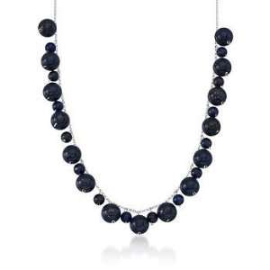  Lapis Bead Necklace In Sterling Silver. 18 Jewelry