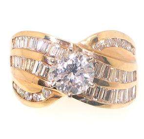 55ct Baguette & Round Diamond Ring in 14k Yellow Gold  
