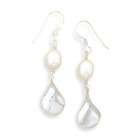 EE Silver French Wire Earrings Cultured Freshwater Pearl
