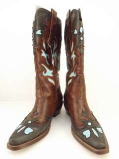   cowboy boots two tone brown vegan Roper Rockstar 7 M cut out western