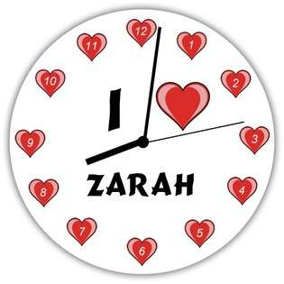 Hardboard Wall Clock with I Love Zarah  SHOPZEUS For the Home Wall 