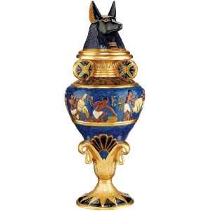   Egyptian Collectible Treasure Grand Anubis Decorative Lidded Urn