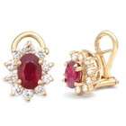JewelBasket Ruby Earrings with Omega Backs   14K Yellow Gold Ruby 