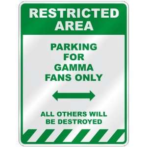     PARKING FOR GAMMA FANS ONLY  PARKING SIGN